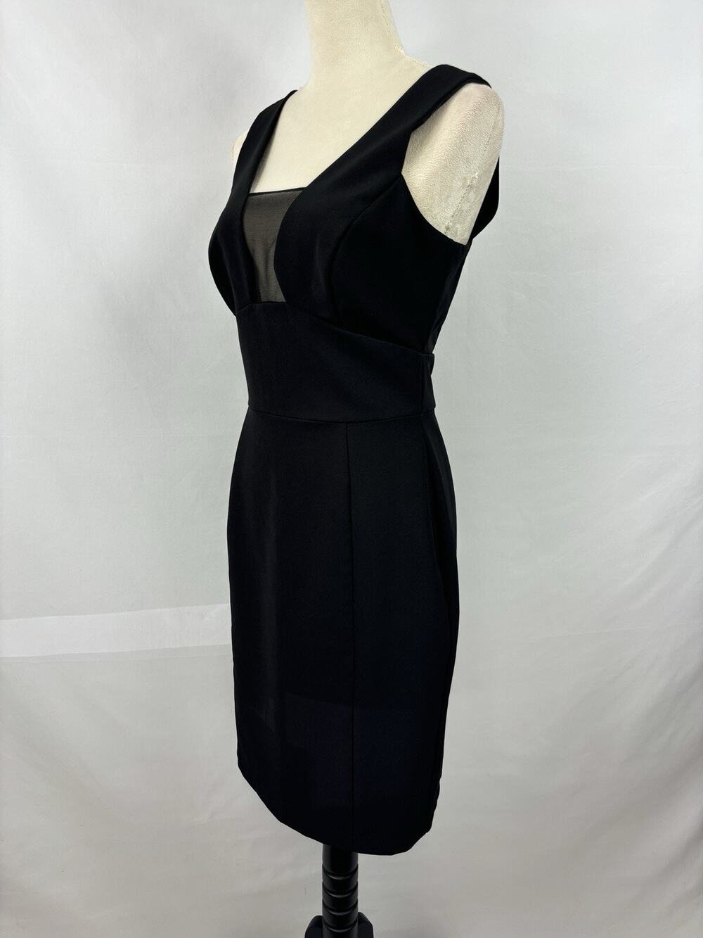 Harlyn Nordstrom Mesh Inset Bodycon LBD Pencil Dress Black Small